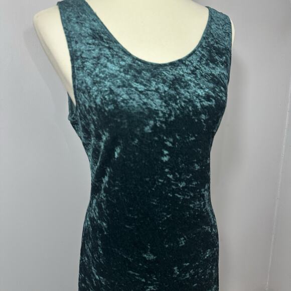 Vintage Y2K Maurices Green Velvet Maxi Dress Large Holiday Whimsigoth Cocktail - Picture 6 of 8